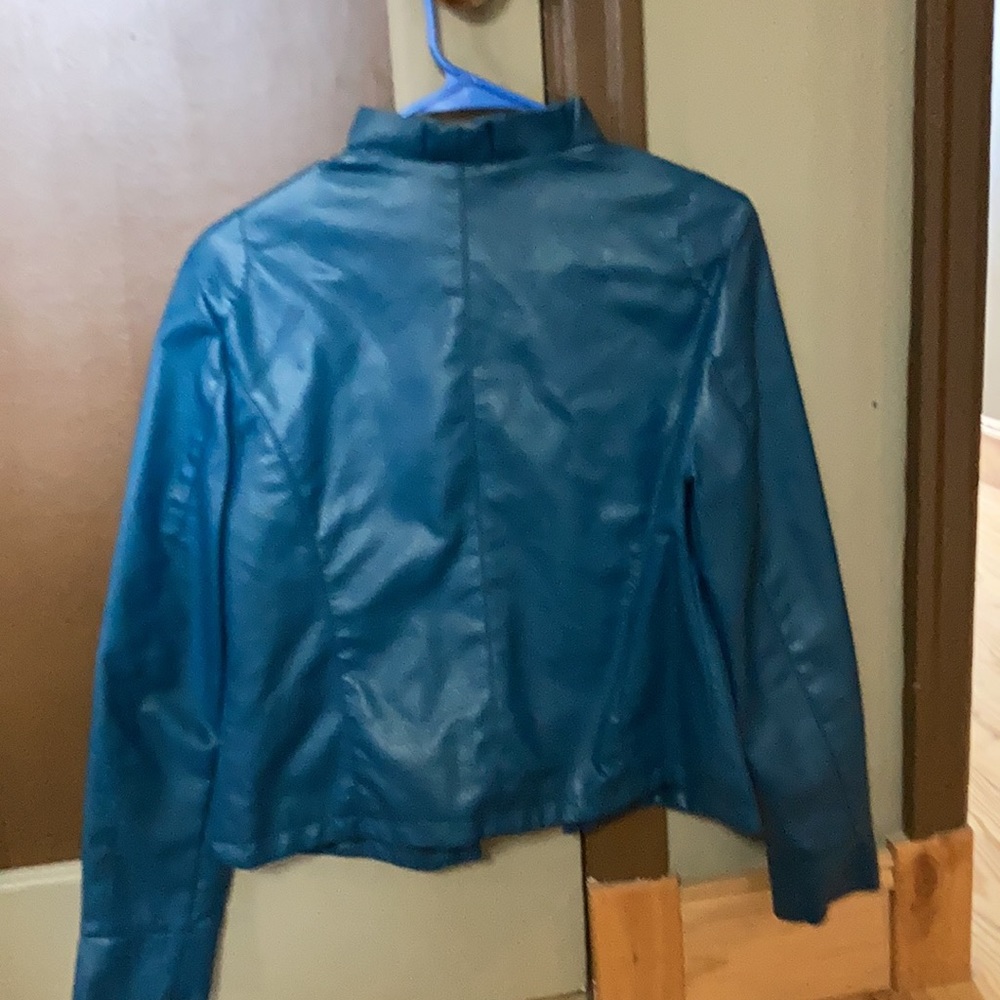Teal leather jacket - Picture 3 of 3
